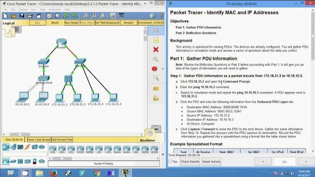 5.3.1.3 Packet Tracer - Identify MAC and IP Addresses