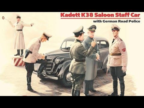 Обзор сборной модели Opel Kadett K38 с фигурками дорожной полиции от ICM, масштаб 1/35