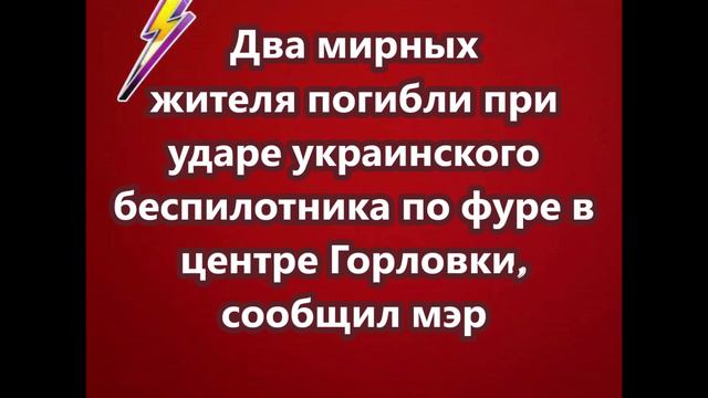 Два мирных жителя погибли при ударе украинского беспилотника по фуре в центре Горловки