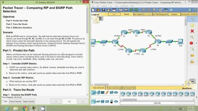 5.2.3.4 Packet Tracer - Comparing RIP and EIGRP Path Selection