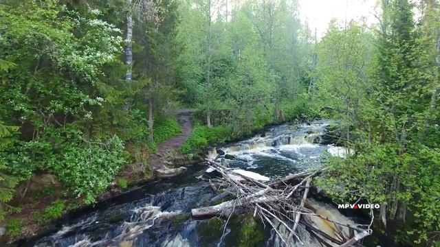 Самый высокий водопад Карелии ~ Белые мосты ~ юканкоски ~ обзор виды сверху с высоты аэросъемка