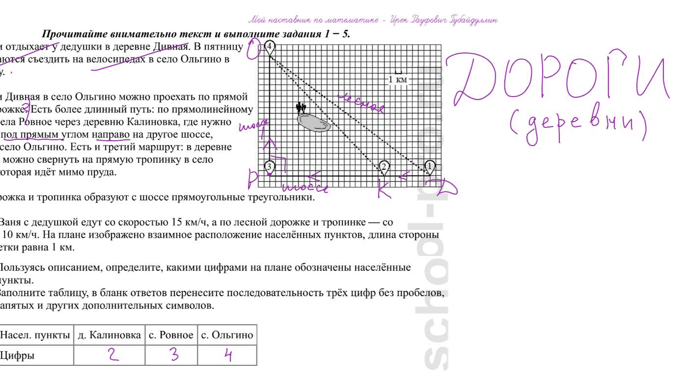 Вариант 3 (ДОРОГИ) - математика ОГЭ профиль-2024-2025 учебный год-1 часть