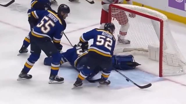 Jordan Binnington Attempts To Hit Jordan Staal