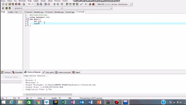 C++  Ders 2 - Operatörler