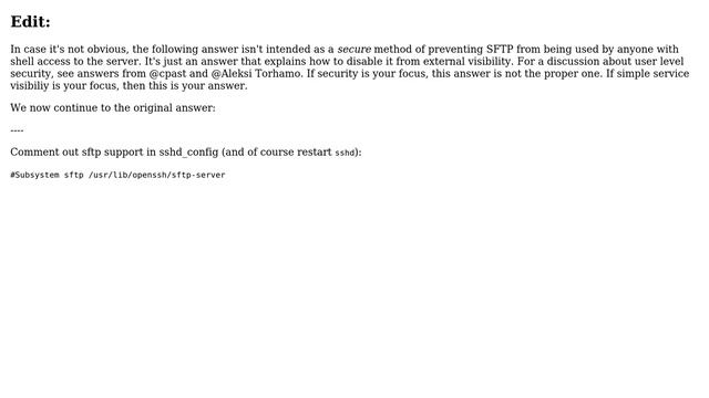 DevOps & SysAdmins: Enable SSH shell access but disable SFTP access (4 Solutions!!)