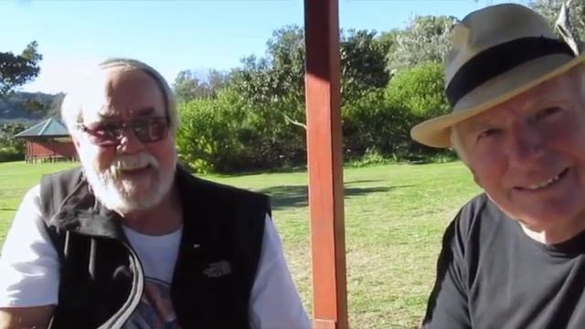 Peter Weir and Russell Boyd with John C. Tibbetts in a Sydney, Australia park (July 2012)