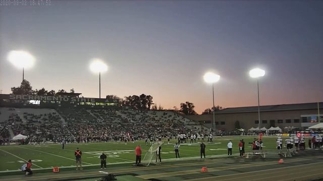 Sacramento State safety Abel Ordaz  intercepts a Southern Utah pass at the Hornet 5 yard line !