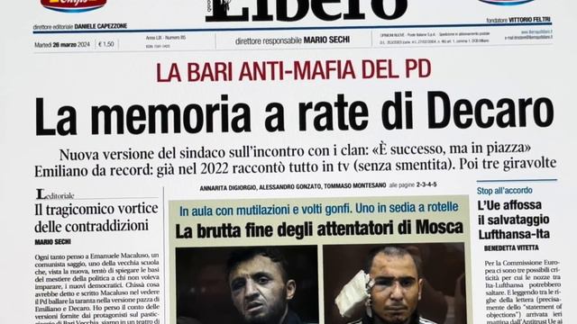 RASSEGNA STAMPA 26 MARZO 2024 QUOTIDIANI NAZIONALI ITALIANI  PRIME PAGINE DEI GIORNALI DI OGGI