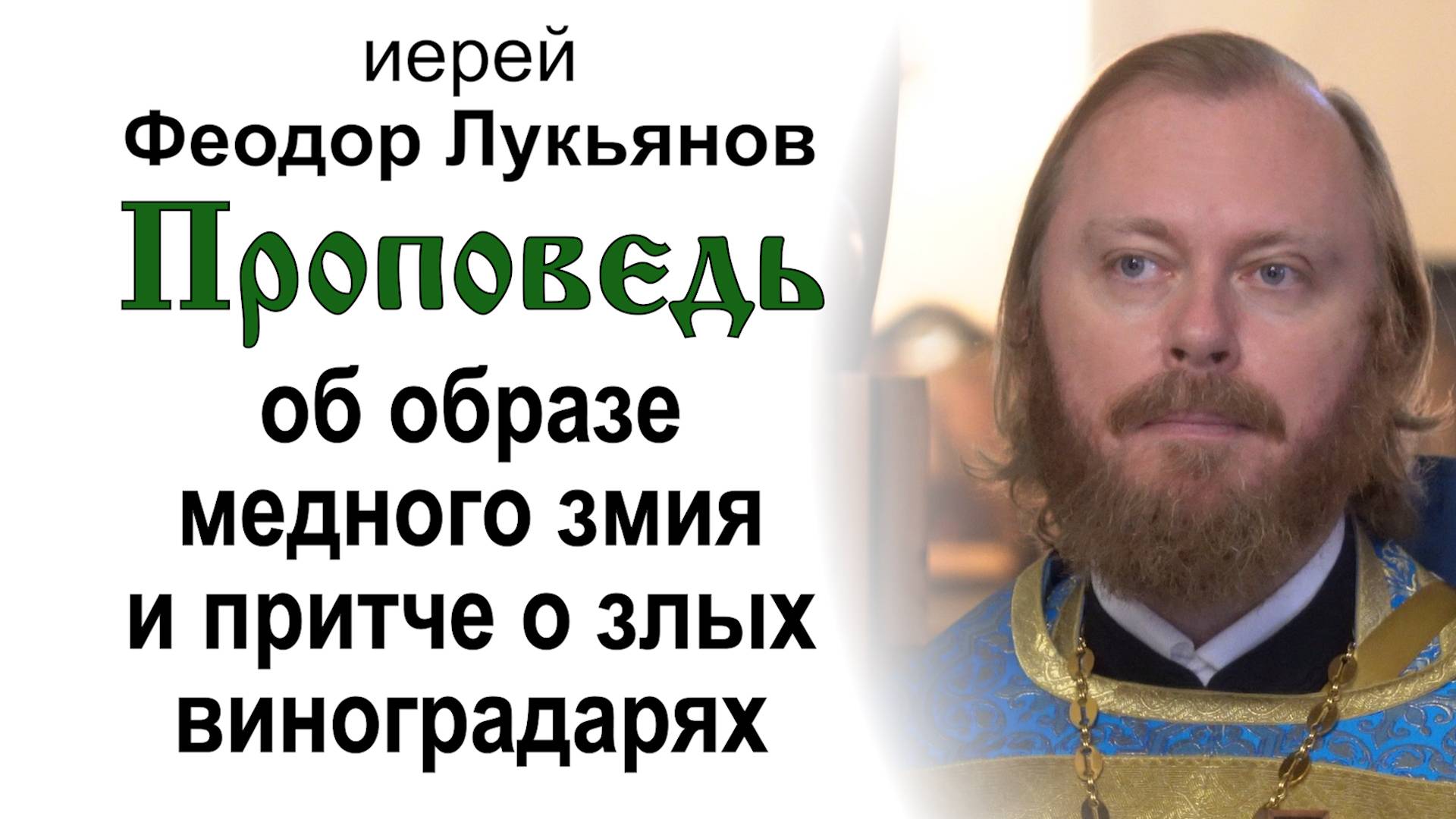 Проповедь об образе медного змия и притче о злых виноградарях (2024.09.22). Иерей Феодор Лукьянов