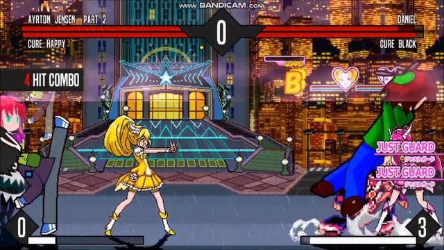 M.U.G.E.N Battle: Ayrton and Cure Happy Vs. Daniel and Cure Black (Round 3)