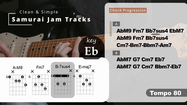 Soul RnB Groove Guitar Backing Track in Eb major