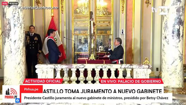Presidente Castillo juramenta al nuevo gabinete de ministros, presidido por Betsy Chávez