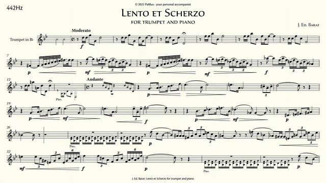 J. Ed. Barat: Lento et Scherzo for trumpet - Piano accompaniment 442Hz