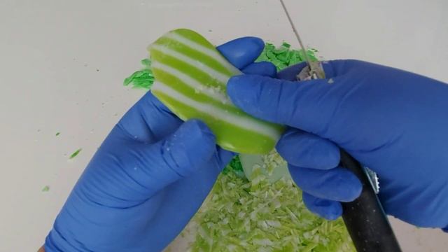 Soap cutting/Set of green striped soap/Asmr video/Сет зеленого полосатого мыла/Асмр видео