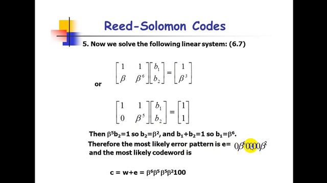 المحاضرة العشرون حل امثلة للجزء الثالث من الفصل السادس Reed Solomon Codes