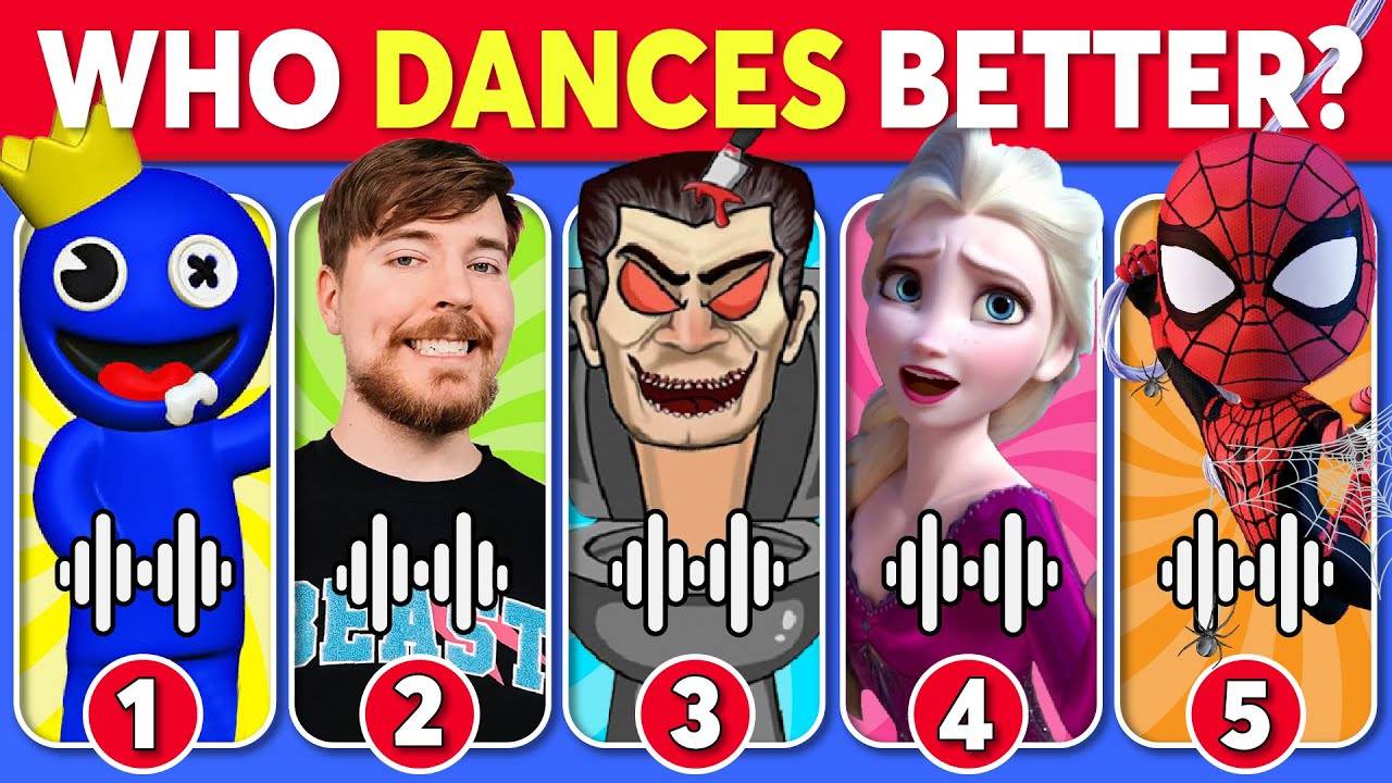 Guess The Meme & Who Is Dancing_ 💃🎶 Skibidi Toilet, Mr.Beast, Elsa, Rainbow Friend, Spider-Man