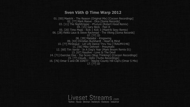 Sven Väth @ Time Warp 2012 FULL SET 720p HD - LivesetStreams.com