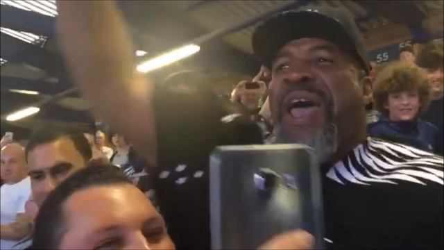 Shannon Briggs meets the fans at Goodison Park
