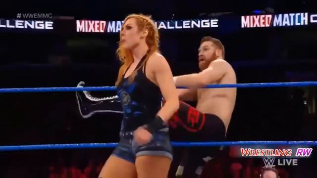 Braun Strowman and Alexa Bliss Ohh yeah takes on Sami Zayn and Becky Lynch 04/02/2018