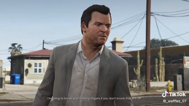 Trevor philips throws stone at Michael