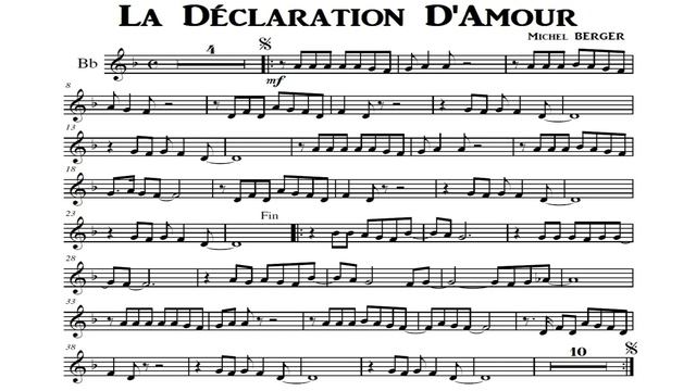 La Déclaration D'Amour - Michel Berger - Accompaniment (Bb)