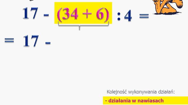 Kolejność wykonywania działań odejmowanie nawias dodawanie dzielenie
