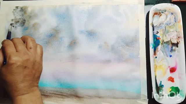 How to paint Watercolor Beach tutorial / Easy Watercolor Ideas / Real time video