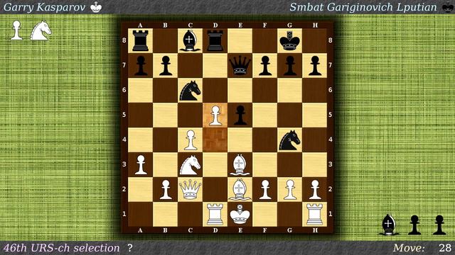 Garry Kasparov (white) vs Smbat Gariginovich Lputian (black)