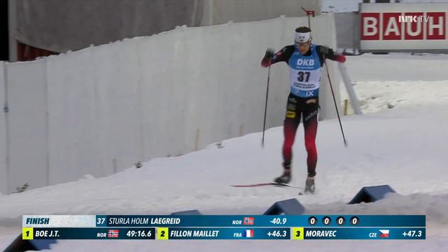 Sturla Holm Laegreid winning  IBU Biathlon World Cup 20 km in Kontiolahti, Norwegian commentary