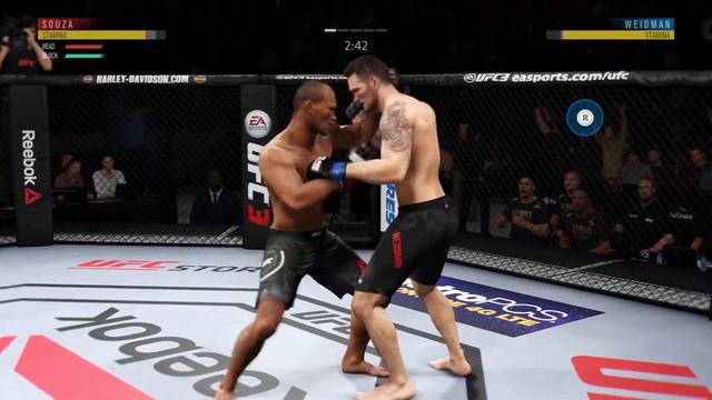 EA UFC 3: Ranked Online: Ronaldo "Jacare" Souza vs Chris "All-American" Weidman (me)