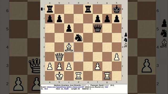 Martinez Alcantara, Jose Eduardo Vs Paravyan, David | SpeedChess Q1KO 2022, Chess Com R1 1
