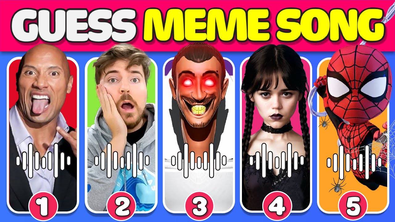 GUESS MEME SONG _ 🎵🎙️🔥 Skibidi Toilet, Wednesday, MrBeast, The Rock, Skibidi Dom Dom Yes Yes, Mar