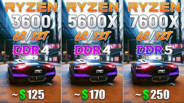 Ryzen 5 3600 vs Ryzen 5 5600X vs Ryzen 5 7600X - Test in 8 Games