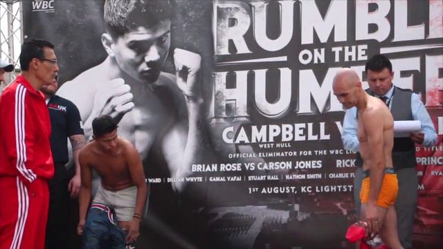 STUART HALL v EDWIN TELLEZ - OFFICIAL WEIGH IN VIDEO (FROM HULL) / RUMBLE ON THE HUMBER