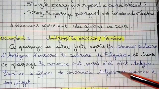 la situation de passage d' Antigone#تأطير النص#cas 2# الأولى باك#la situation de passage#situez le