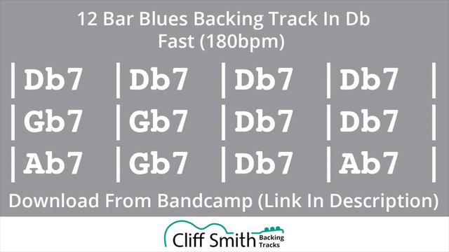 Db - Fast 12 Bar Blues Backing Track (180bpm)