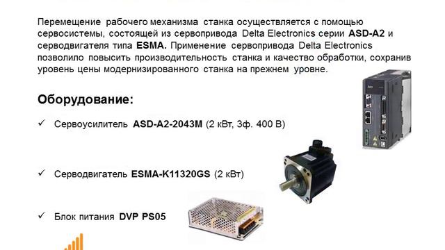 Приводы Delta Electronics в вертикально-фрезерном консольном станке.