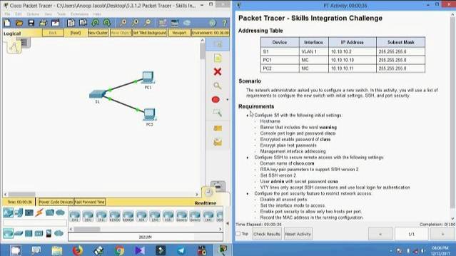 5.3.1.2 Packet Tracer - Skills Integration Challenge