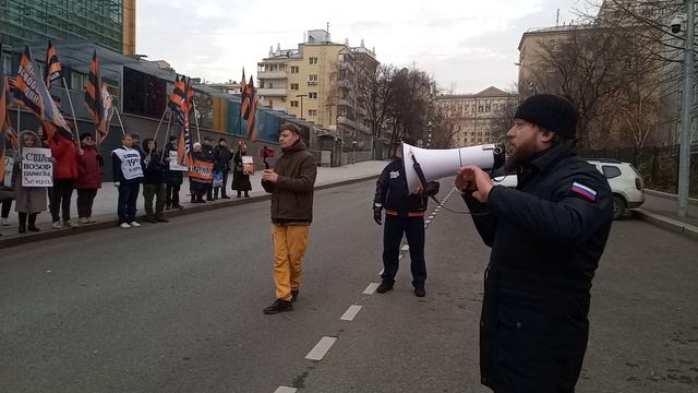 Дмитрий Соболев про Скабееву и Попова митинге у посольства США в Москве 11.11.2023 г.