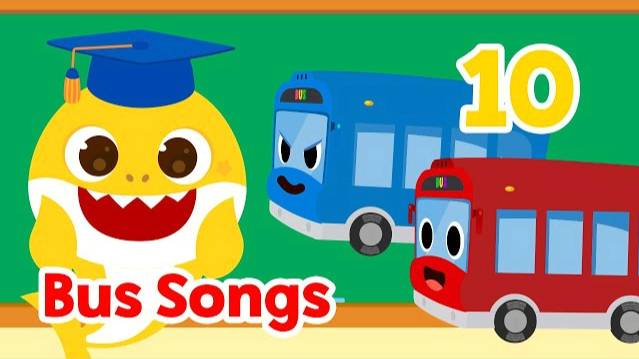 FUN Bus Songs | 10 Little Buses, Wheels on the Bus + | 15-Minute Learning with Baby Shark