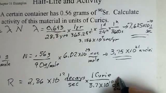 Radioactivity, Activity and Half-Life Calculation