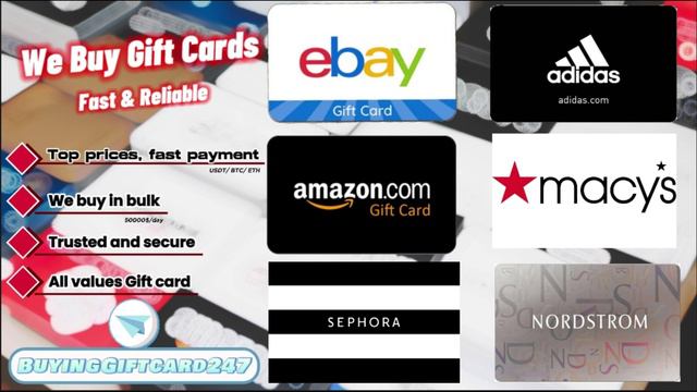 Мы покупаем подарочные карты ebay, sephora, adidas, nordstrom весь день, свяжитесь со мной, когда он