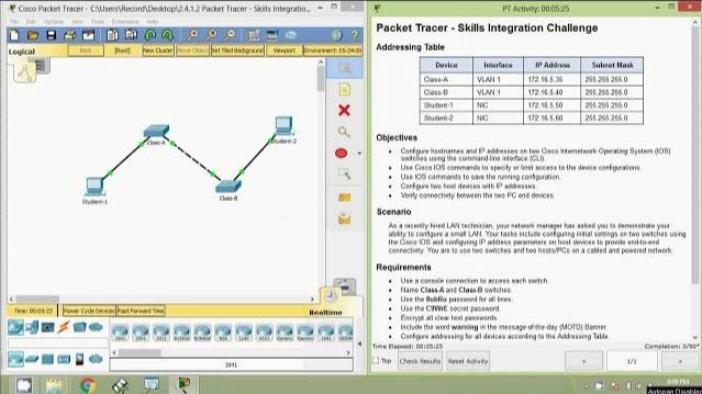 2.4.1.2 Packet Tracer - Skills Integration Challenge