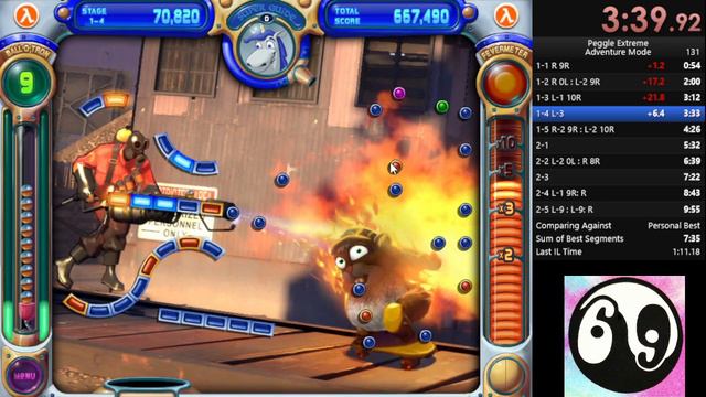 Peggle Extreme (Half-Life) Edition: IL Any% Speedrun: Level 1-4: 53s 533ms WR*