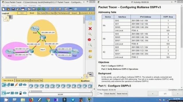 9.2.2.7 Packet Tracer - Configuring Multiarea OSPFv3