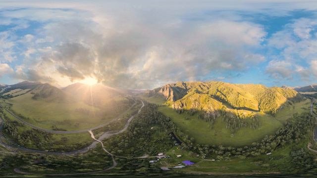 Панорама 360 - закат за Чергой, республика Алтай