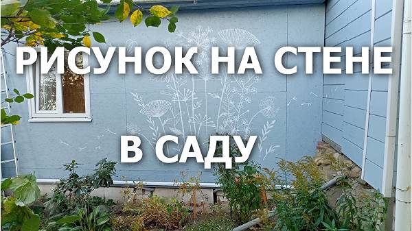 Рисунок на стене в саду