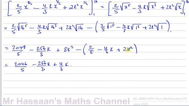 WMA12/01, (Edexcel) IAL P2 June 2023,  Q10, Integration, Area Under Curves