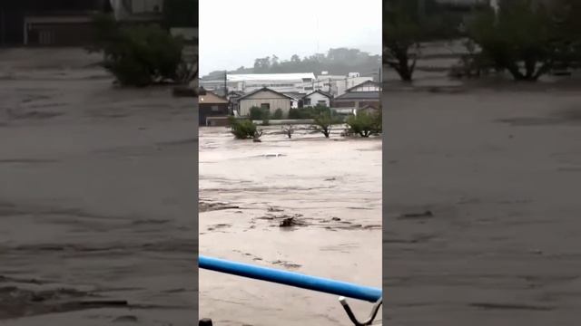 Ливневый паводок затопил город в Японии