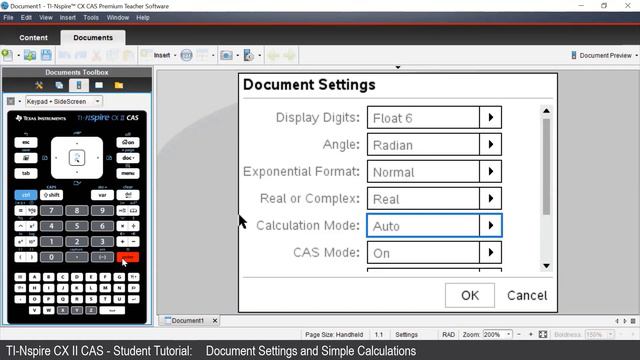 Settings and Calculations | TI-Nspire CX II CAS | Getting Started Series - Calculator Application